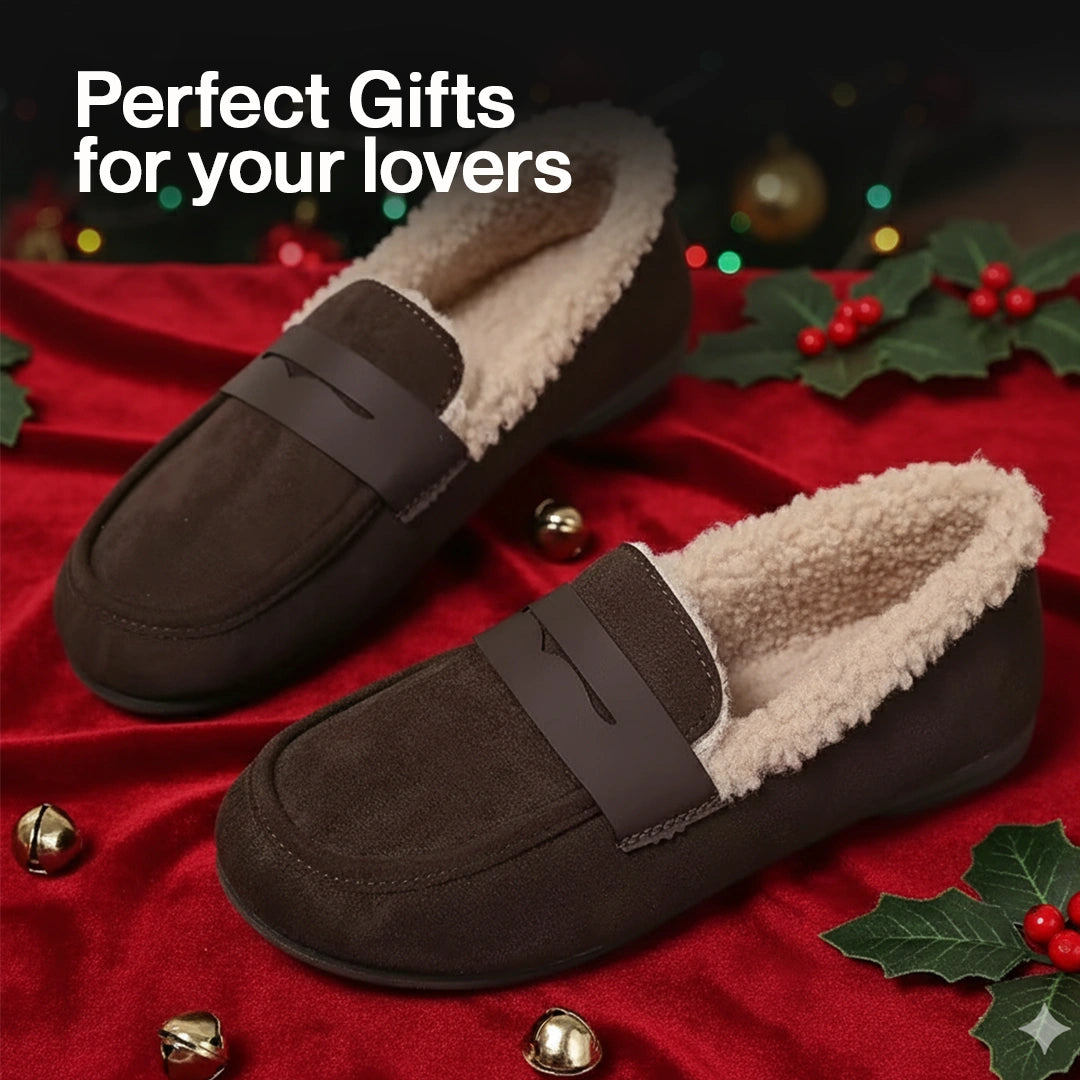 Women’s Warm Plush Moccasin Loafers – Non-Slip Cozy Casual Flats