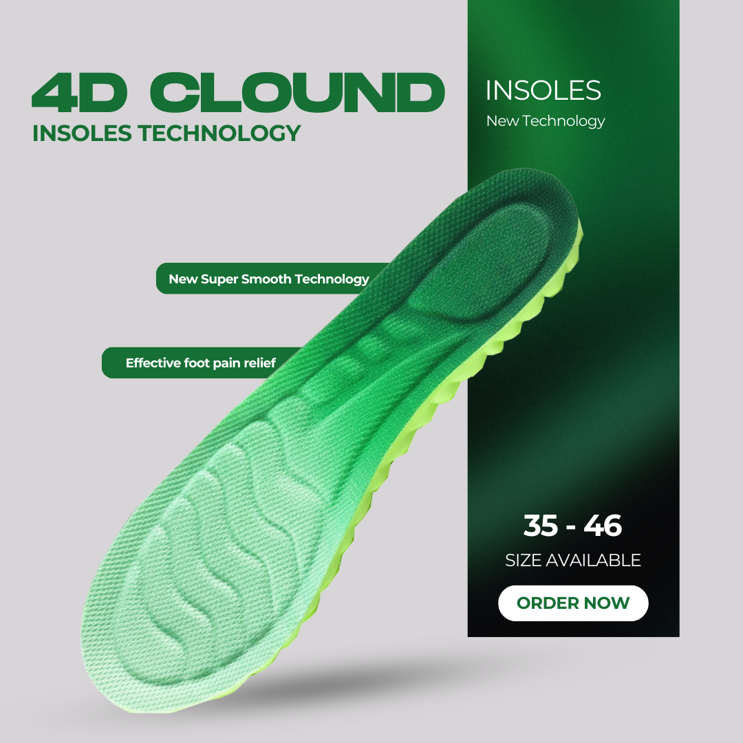 4D Cloud Technology Sports Insoles – Shock-Absorbing, Breathable & Arch Support Shoe Inserts