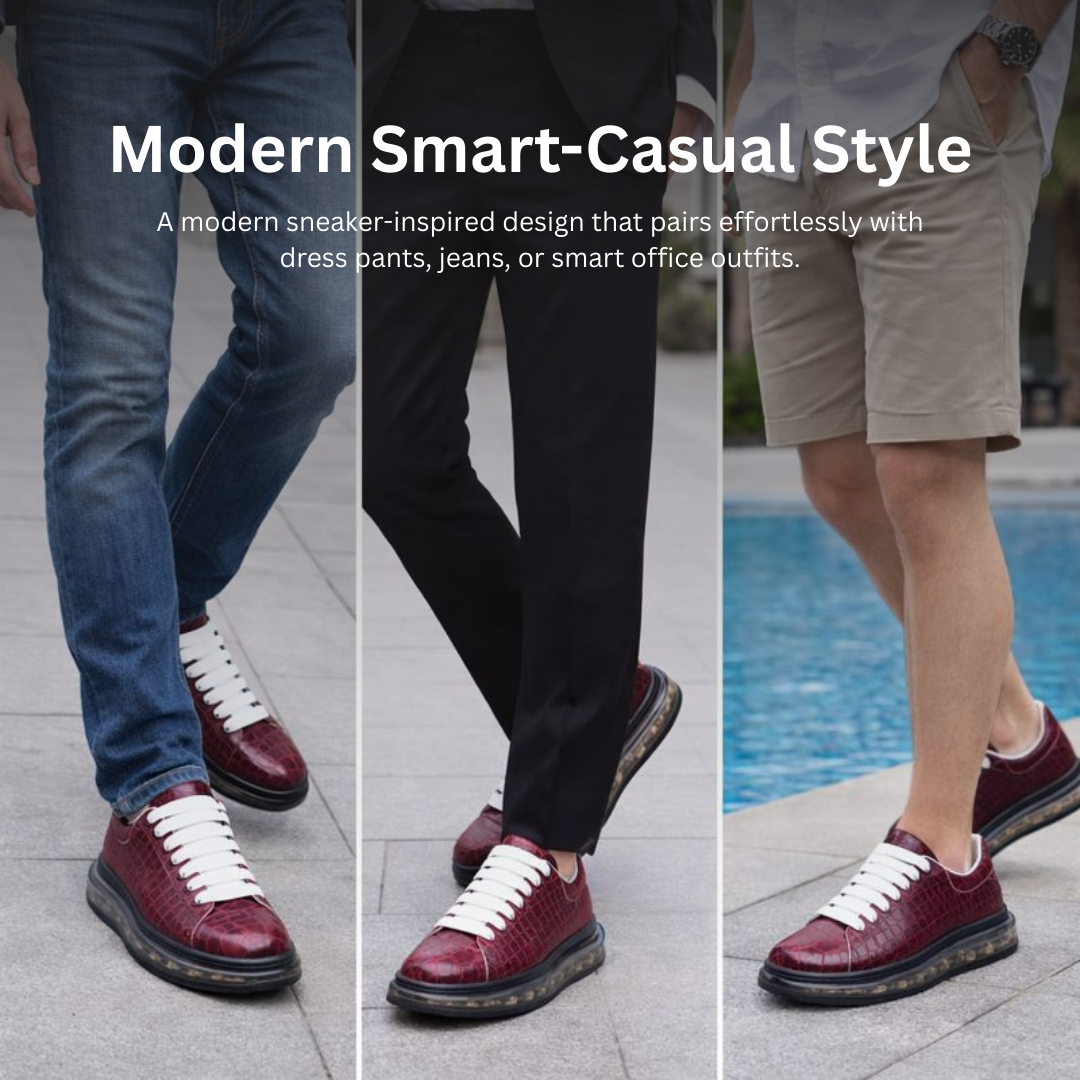 Unisex Premium Leather Smart Casual Shoes – Cushioned Anti-Slip Comfort Sole