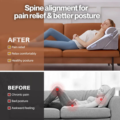 Orthopedic Memory Foam 3-Piece Bed Wedge Pillow Set for Sleeping & Recovery