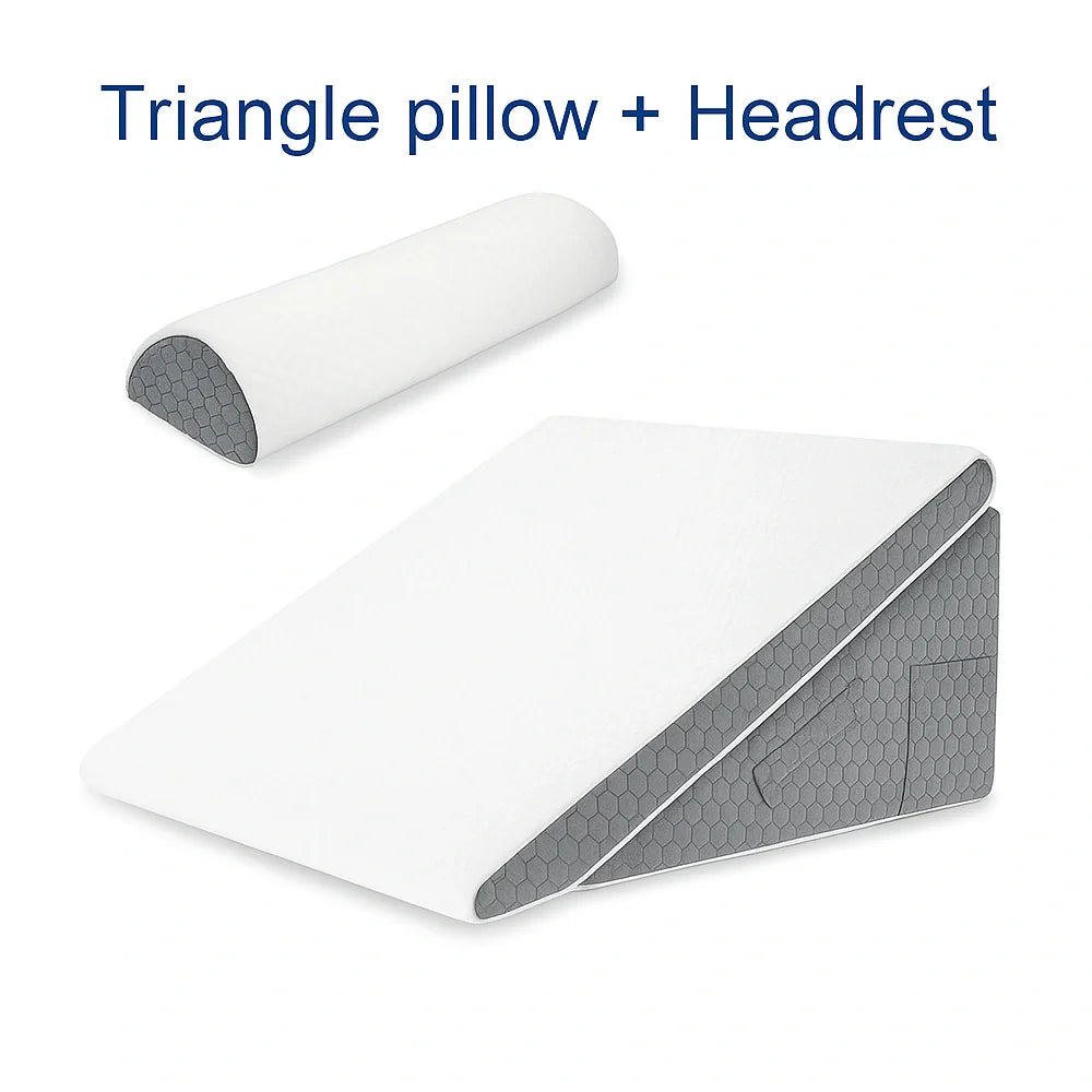 Orthopedic Memory Foam 3-Piece Bed Wedge Pillow Set for Sleeping & Recovery