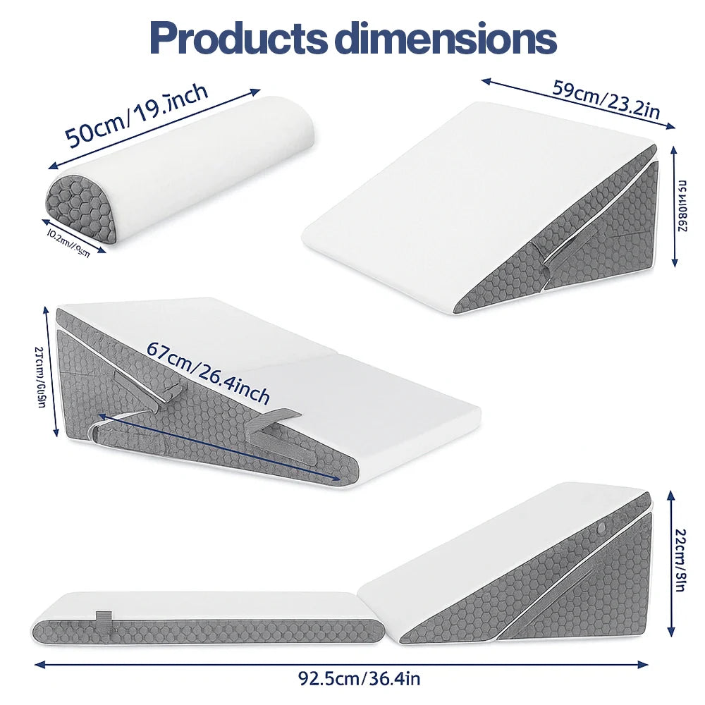 Orthopedic Memory Foam 3-Piece Bed Wedge Pillow Set for Sleeping & Recovery