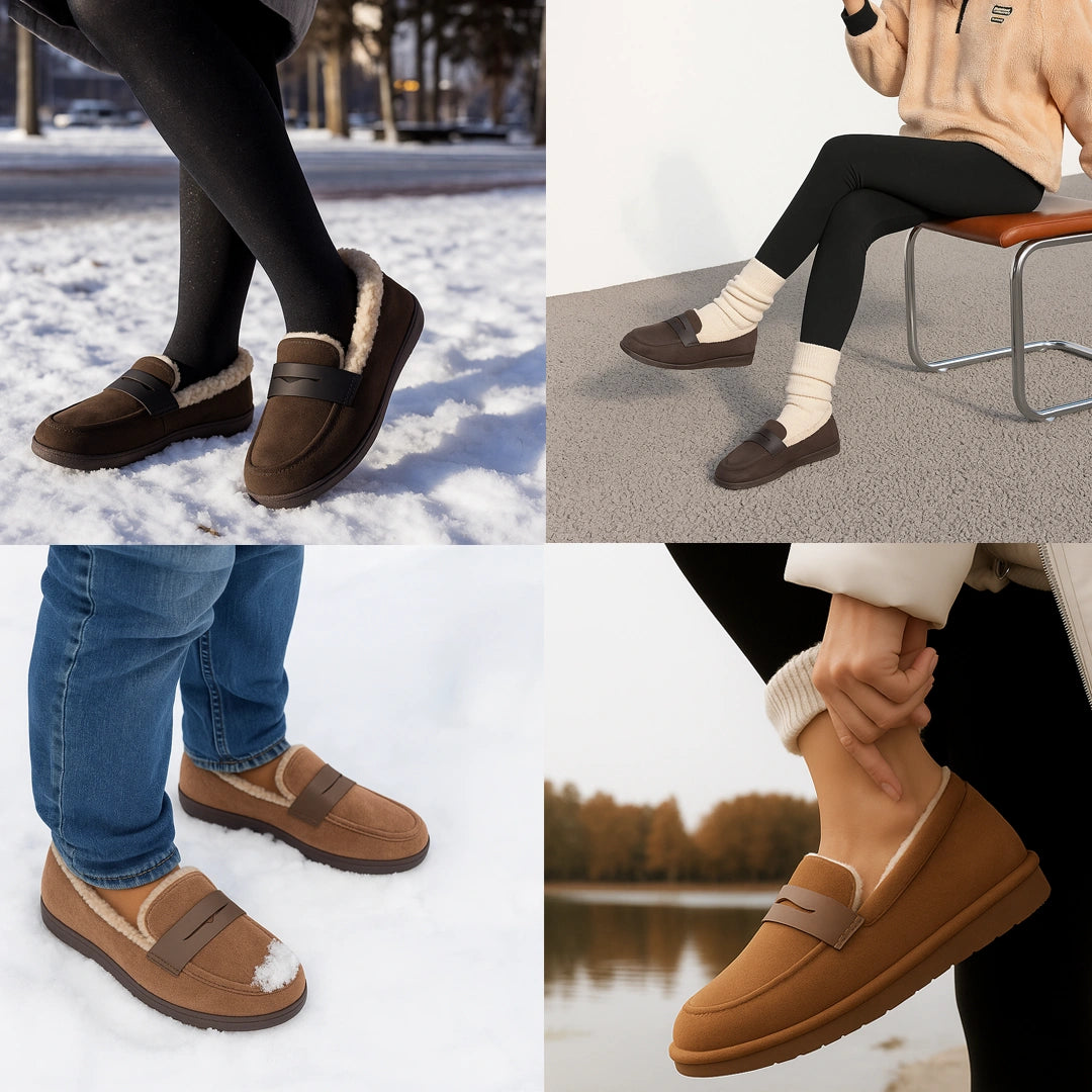 Women’s Warm Plush Moccasin Loafers – Non-Slip Cozy Casual Flats