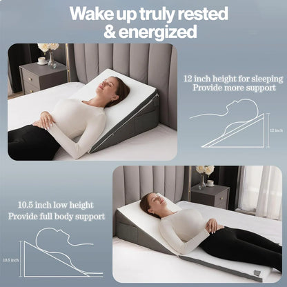 Orthopedic Memory Foam 3-Piece Bed Wedge Pillow Set for Sleeping & Recovery