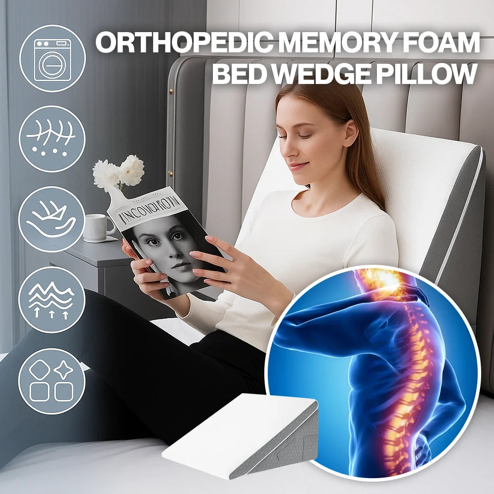 Orthopedic Memory Foam 3-Piece Bed Wedge Pillow Set for Sleeping & Recovery