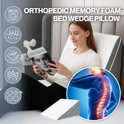 Orthopedic Memory Foam 3-Piece Bed Wedge Pillow Set for Sleeping & Recovery
