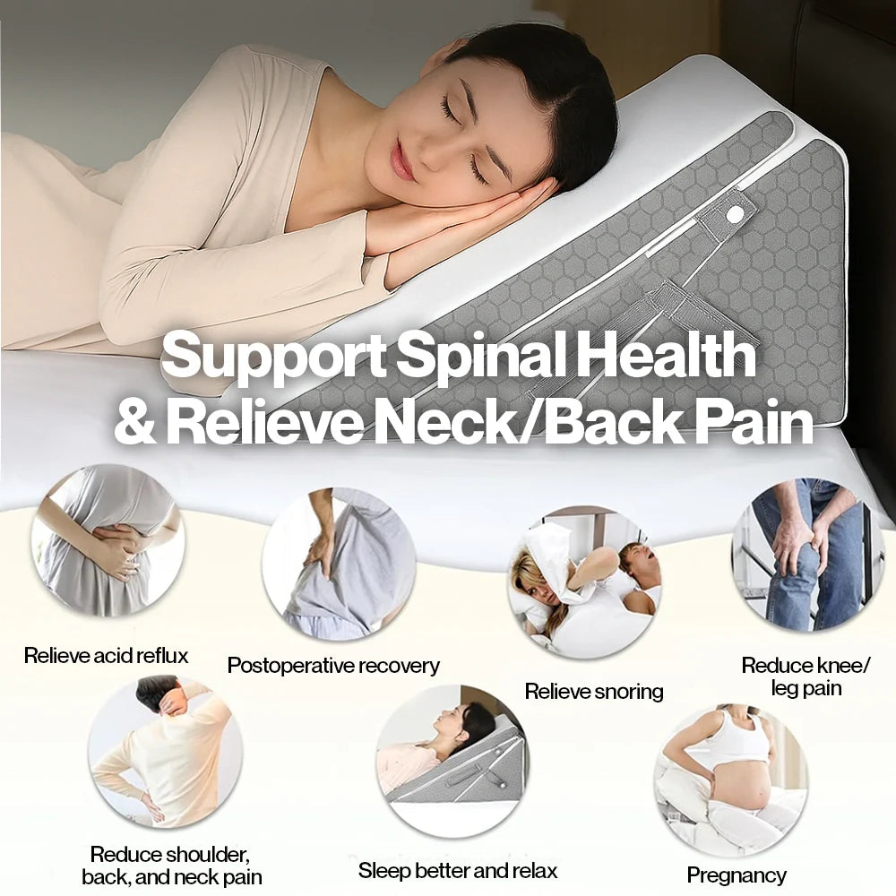 Orthopedic Memory Foam 3-Piece Bed Wedge Pillow Set for Sleeping & Recovery