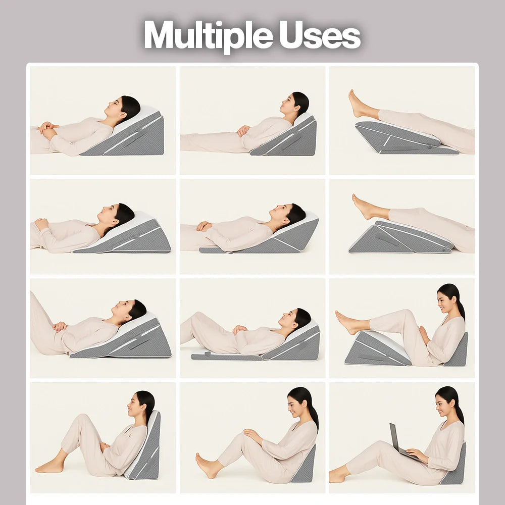 Orthopedic Memory Foam 3-Piece Bed Wedge Pillow Set for Sleeping & Recovery