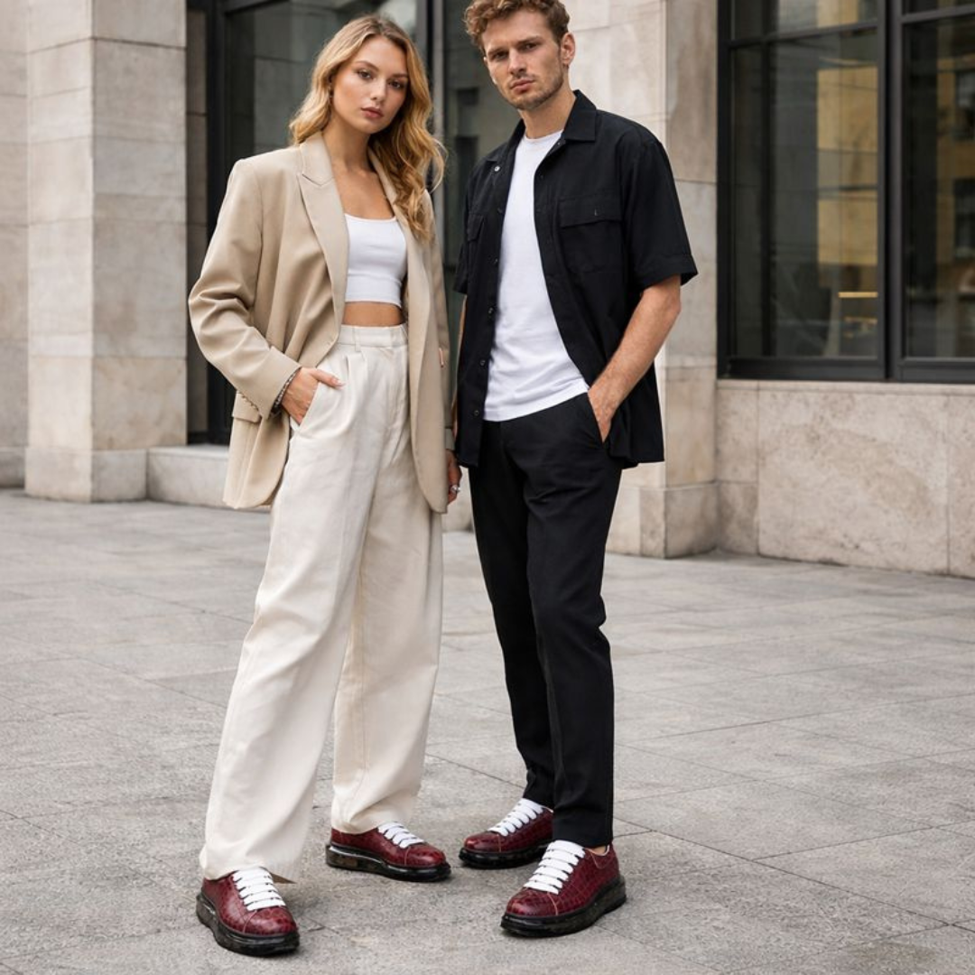 Unisex Premium Leather Smart Casual Shoes – Cushioned Anti-Slip Comfort Sole